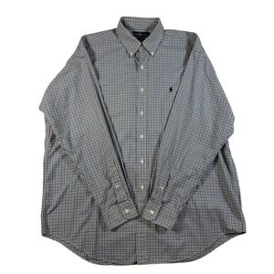 Ralph Lauren Blake Shirt Blue White Gingham Check Cotton Button Down Mens XL
